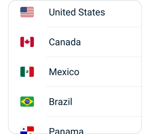 Lantern connect step 2, choose VPN server location